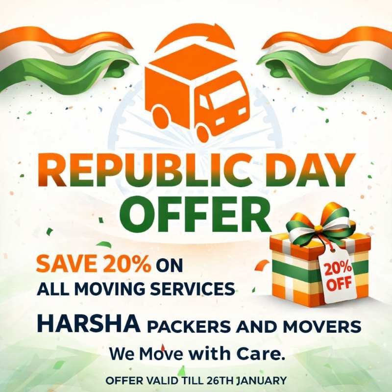 Republic Day offer on packers and movers in Bangalore by Harsha Packers and Movers save 20 percent