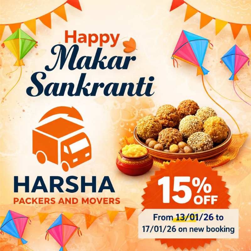 Makar Sankranti offer by Harsha Packers & Movers Bangalore – 15 percent off on new booking from 13 January 2026 to 17 January 2026