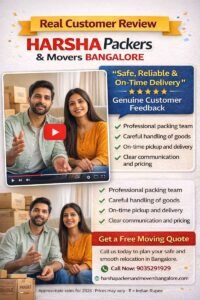 Real customer video review of Harsha Packers and Movers Bangalore sharing honest relocation experience