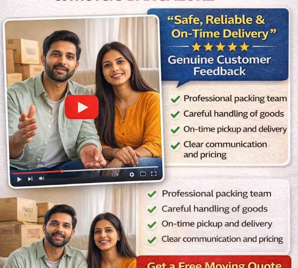 Real customer video review of Harsha Packers and Movers Bangalore sharing honest relocation experience